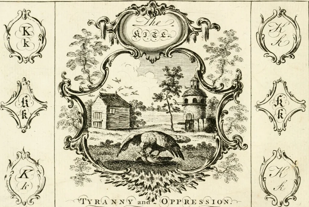 An illustration from Writing and drawing made easy, amusing and instructive : containing the whole alphabet in all the characters now us'd, both in printing and penmanship : each illustrated by emblematic devices and moral copies : calculated for the user of schools and curiously engraved by the best hands ..., 1750, leaf 51