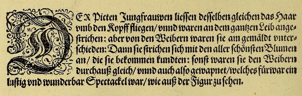 An illustration from Wunderbarliche, doch warhafftige Erklärung, von der Gelegenheit vnd Sitten der Wilden in Virginia, welche newlich von den Engelländern, so im Jar 1585. : vom Herrn Reichard Greinuile, einem von der Ritterschafft, in gemeldte Landschafft die zu bewohnen geführt waren, ist erfunden worden, in Verlegung H. Walter Raleigh, Ritter vnd Obersten dess Zinbergwercks, auss vergünstigung der Durchleuchtigsten vnnd Vnvberwindlichsten, Elizabeth, Königin in Engelland, &c., 1590, leaf 120