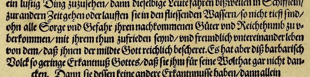 An illustration from Wunderbarliche, doch warhafftige Erklärung, von der Gelegenheit vnd Sitten der Wilden in Virginia, welche newlich von den Engelländern, so im Jahr 1585. : vom Herrn Reichard Greinuile, einem von der Ritterschafft, in gemeldte Landschafft die zubewohnen geführet waren, ist erfunden worden, in Vorlegung H. Walter Ralegh, Ritter vnd Obersten dess Zinnbergwercks, auss Vergünstigung der Durchleuchtigsten vnd Vnvberwindlichsten, Elisabeth, Königin in Engelland, &c., 1620, leaf 74