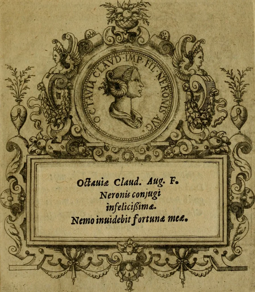 An illustration from XII. primorvm Caesarvm et LXIIII ipsorvm vxorvm et parentum ex antiquis numismatibus, in aere incisae, effigies : atque eorundem earundemque vitae & res gestae, ex varijs authoribus collectae per Levinvm Hvlsivm .., 1597, leaf 124