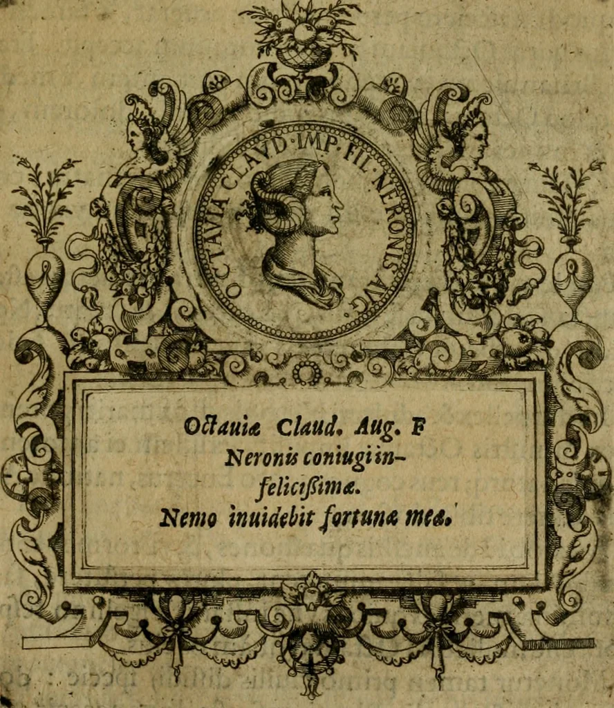 An illustration from XII. primorvm Caesarvm et LXIIII ipsorvm vxorvm et parentum ex antiquis numismatibus, in aere incisae, effigies : atque eorundem earundemque vitae & res gestae, ex varijs authoribus collectae per Levinvm Hvlsivm .., 1597, leaf 136