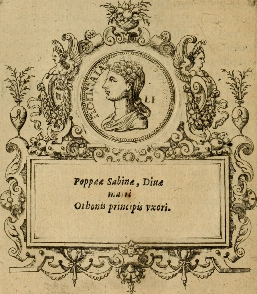 An illustration from XII. primorvm Caesarvm et LXIIII ipsorvm vxorvm et parentum ex antiquis numismatibus, in aere incisae, effigies : atque eorundem earundemque vitae & res gestae, ex varijs authoribus collectae per Levinvm Hvlsivm .., 1597, leaf 163