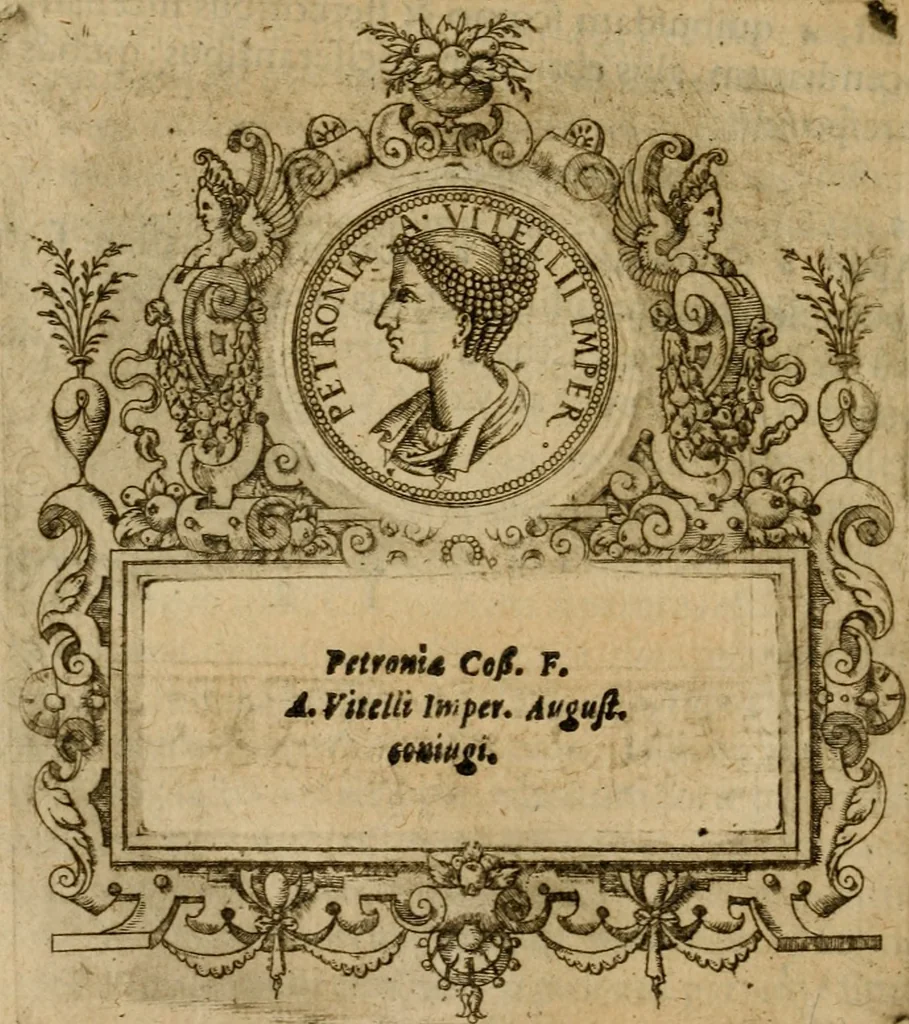 An illustration from XII. primorvm Caesarvm et LXIIII ipsorvm vxorvm et parentum ex antiquis numismatibus, in aere incisae, effigies : atque eorundem earundemque vitae & res gestae, ex varijs authoribus collectae per Levinvm Hvlsivm .., 1597, leaf 173