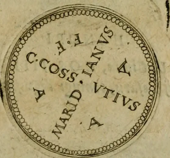 An illustration from XII. primorvm Caesarvm et LXIIII ipsorvm vxorvm et parentum ex antiquis numismatibus, in aere incisae, effigies : atque eorundem earundemque vitae & res gestae, ex varijs authoribus collectae per Levinvm Hvlsivm .., 1597, leaf 20