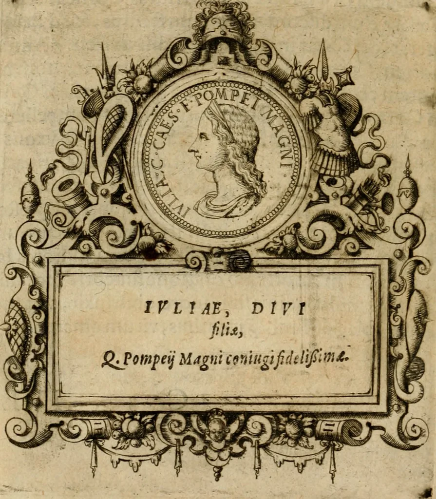 An illustration from XII. primorvm Caesarvm et LXIIII ipsorvm vxorvm et parentum ex antiquis numismatibus, in aere incisae, effigies : atque eorundem earundemque vitae & res gestae, ex varijs authoribus collectae per Levinvm Hvlsivm .., 1597, leaf 23