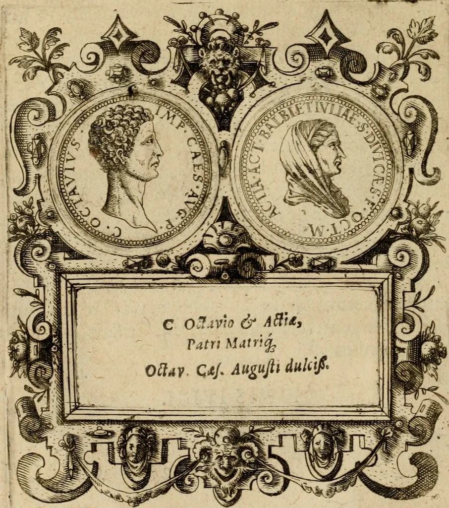 An illustration from XII. primorvm Caesarvm et LXIIII ipsorvm vxorvm et parentum ex antiquis numismatibus, in aere incisae, effigies : atque eorundem earundemque vitae & res gestae, ex varijs authoribus collectae per Levinvm Hvlsivm .., 1597, leaf 29