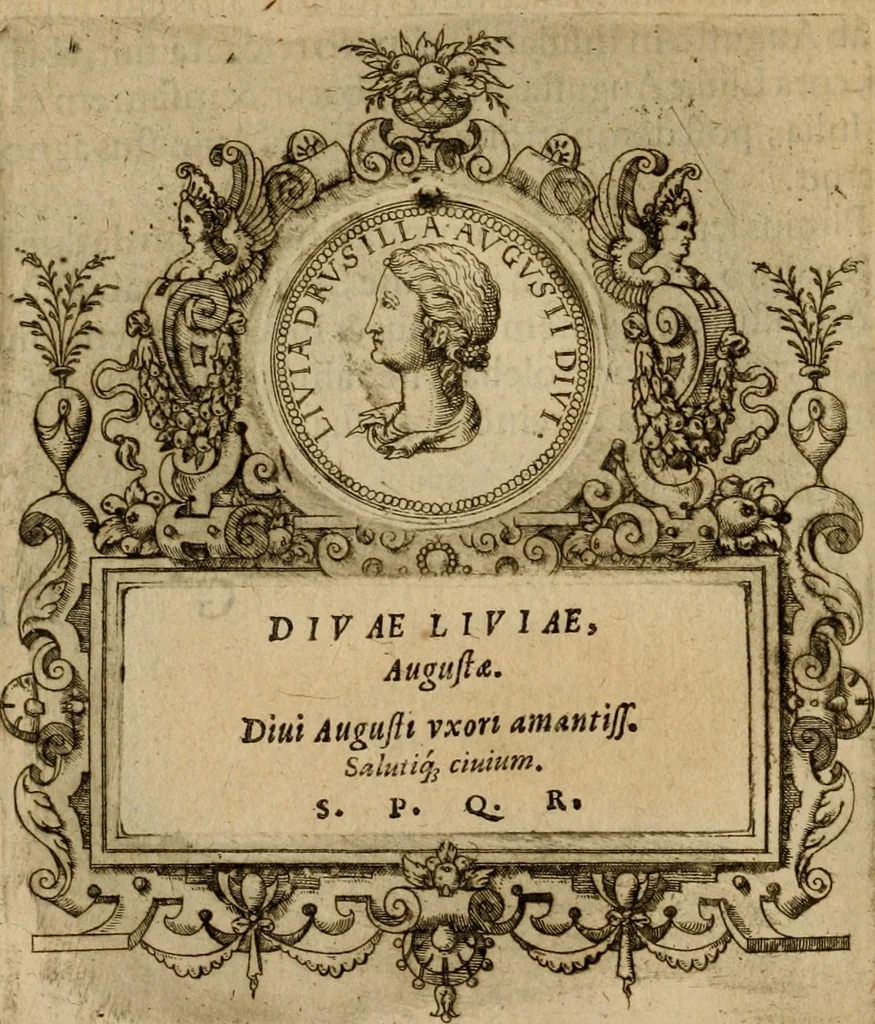 An illustration from XII. primorvm Caesarvm et LXIIII ipsorvm vxorvm et parentum ex antiquis numismatibus, in aere incisae, effigies : atque eorundem earundemque vitae & res gestae, ex varijs authoribus collectae per Levinvm Hvlsivm .., 1597, leaf 51