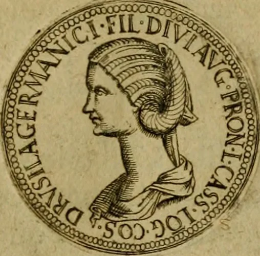 An illustration from XII. primorvm Caesarvm et LXIIII ipsorvm vxorvm et parentum ex antiquis numismatibus, in aere incisae, effigies : atque eorundem earundemque vitae & res gestae, ex varijs authoribus collectae per Levinvm Hvlsivm .., 1597, leaf 84