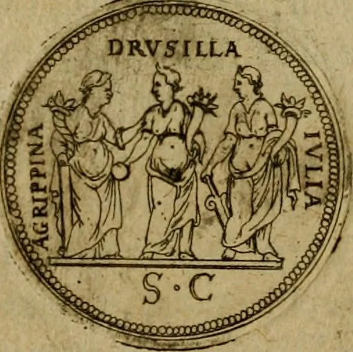 An illustration from XII. primorvm Caesarvm et LXIIII ipsorvm vxorvm et parentum ex antiquis numismatibus, in aere incisae, effigies : atque eorundem earundemque vitae & res gestae, ex varijs authoribus collectae per Levinvm Hvlsivm .., 1597, leaf 84