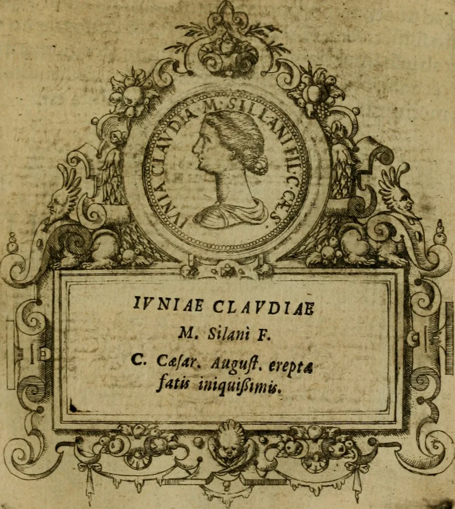 An illustration from XII. primorvm Caesarvm et LXIIII ipsorvm vxorvm et parentum ex antiquis numismatibus, in aere incisae, effigies : atque eorundem earundemque vitae & res gestae, ex varijs authoribus collectae per Levinvm Hvlsivm .., 1597, leaf 92