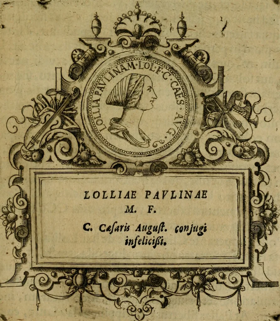 An illustration from XII. primorvm Caesarvm et LXIIII ipsorvm vxorvm et parentum ex antiquis numismatibus, in aere incisae, effigies : atque eorundem earundemque vitae & res gestae, ex varijs authoribus collectae per Levinvm Hvlsivm .., 1597, leaf 96