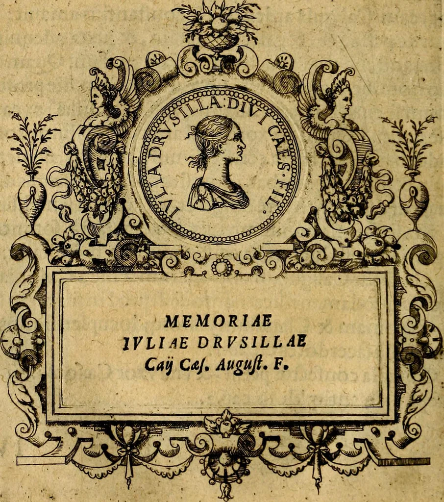 An illustration from XII primorvm Caesarvm et LXIIII. Ipsorvm vxorvm et parentum ex antiquis numismatibus, in aere incisae, effigies: atque eorundem earundemque vitae & res gestae, ex varijs authoribus, 1597, leaf 103