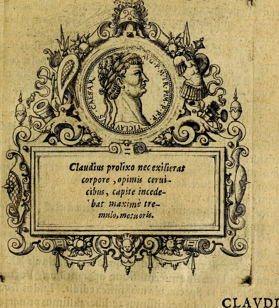An illustration from XII primorvm Caesarvm et LXIIII. Ipsorvm vxorvm et parentum ex antiquis numismatibus, in aere incisae, effigies: atque eorundem earundemque vitae & res gestae, ex varijs authoribus, 1597, leaf 106