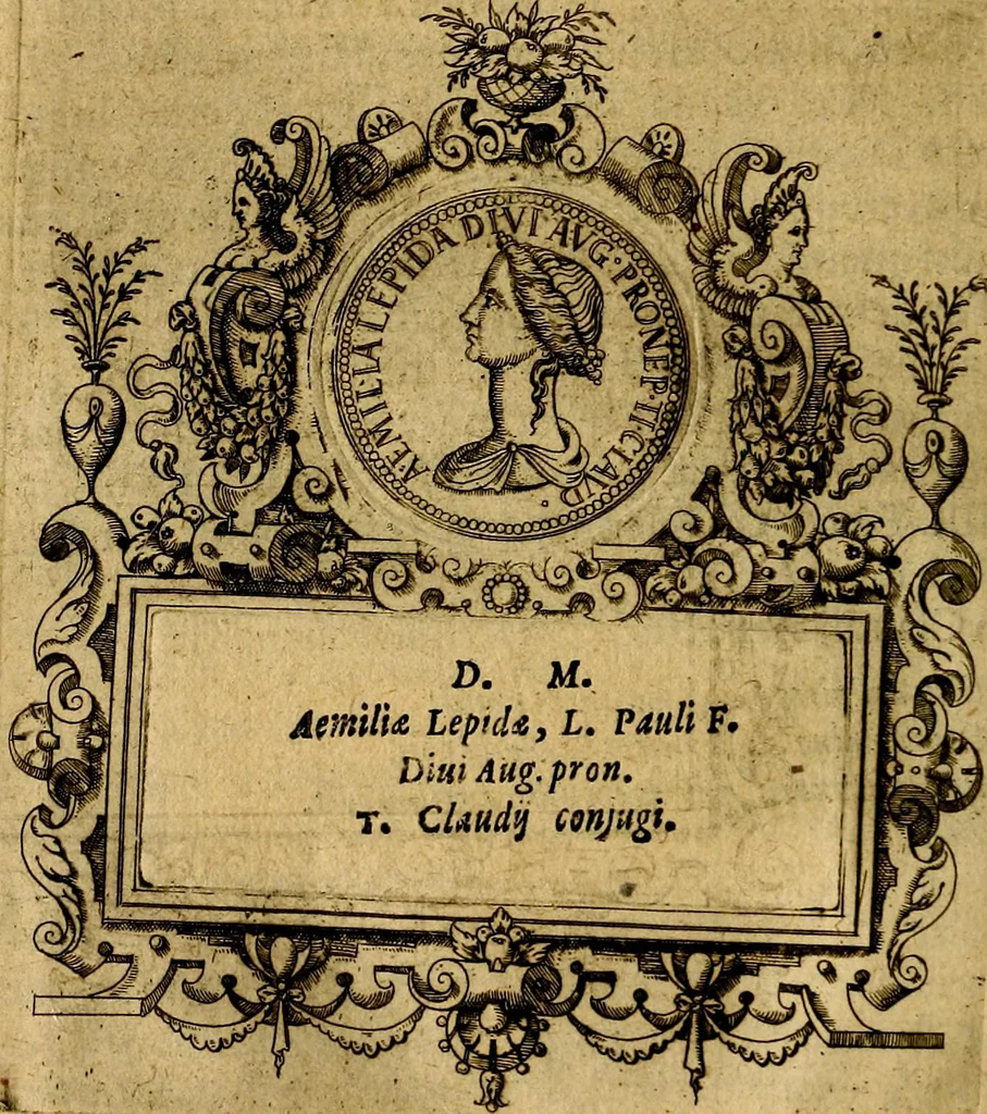 An illustration from XII primorvm Caesarvm et LXIIII. Ipsorvm vxorvm et parentum ex antiquis numismatibus, in aere incisae, effigies: atque eorundem earundemque vitae & res gestae, ex varijs authoribus, 1597, leaf 109