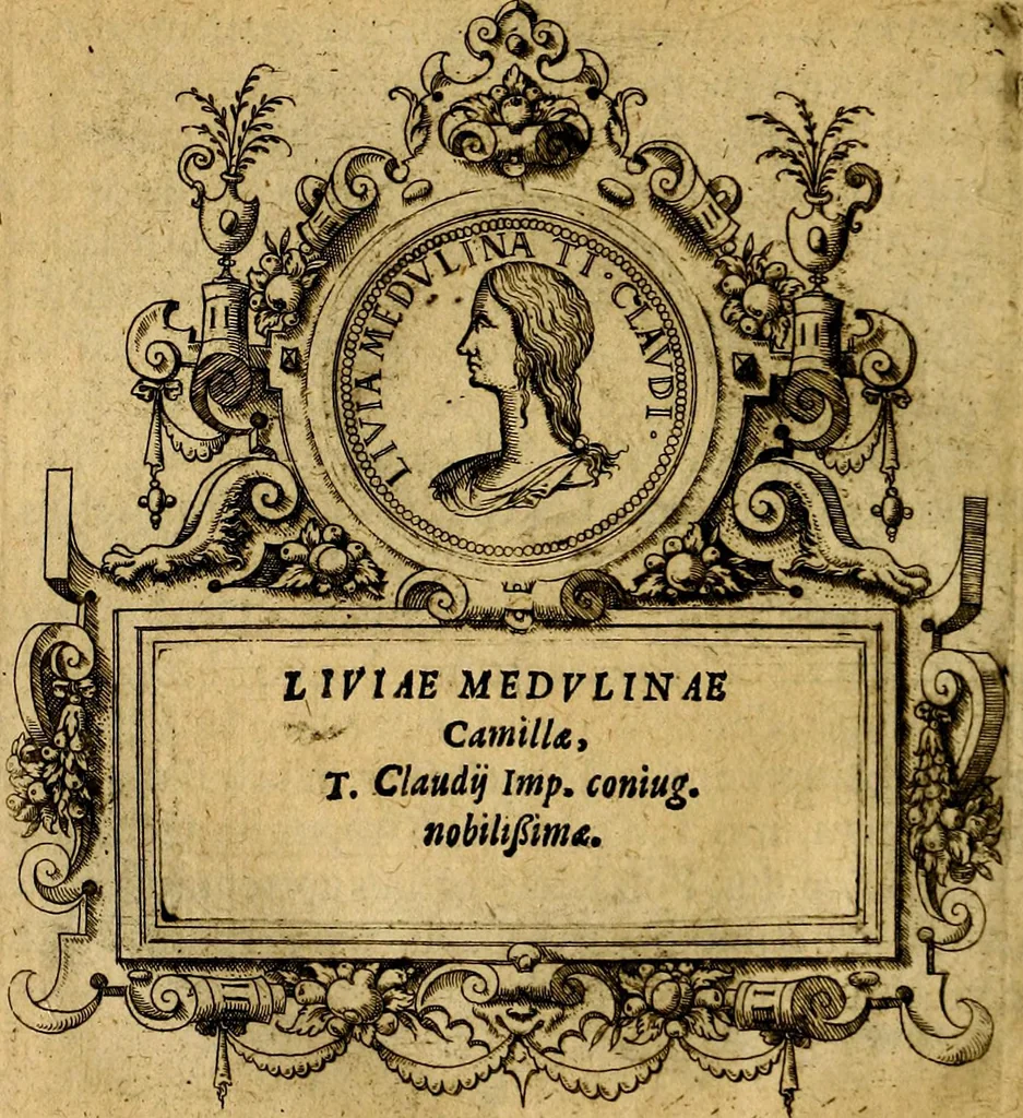 An illustration from XII primorvm Caesarvm et LXIIII. Ipsorvm vxorvm et parentum ex antiquis numismatibus, in aere incisae, effigies: atque eorundem earundemque vitae & res gestae, ex varijs authoribus, 1597, leaf 111