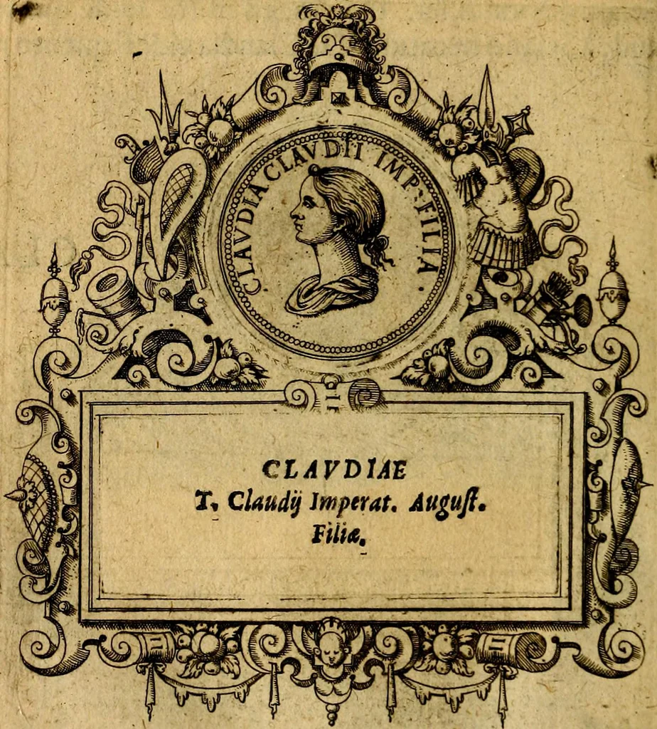 An illustration from XII primorvm Caesarvm et LXIIII. Ipsorvm vxorvm et parentum ex antiquis numismatibus, in aere incisae, effigies: atque eorundem earundemque vitae & res gestae, ex varijs authoribus, 1597, leaf 115