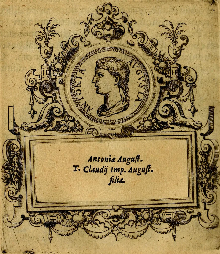 An illustration from XII primorvm Caesarvm et LXIIII. Ipsorvm vxorvm et parentum ex antiquis numismatibus, in aere incisae, effigies: atque eorundem earundemque vitae & res gestae, ex varijs authoribus, 1597, leaf 119