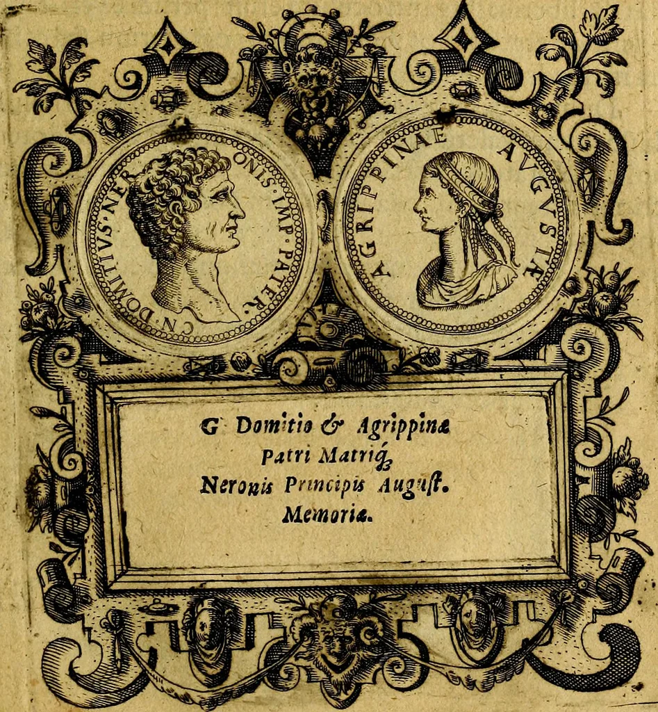 An illustration from XII primorvm Caesarvm et LXIIII. Ipsorvm vxorvm et parentum ex antiquis numismatibus, in aere incisae, effigies: atque eorundem earundemque vitae & res gestae, ex varijs authoribus, 1597, leaf 132
