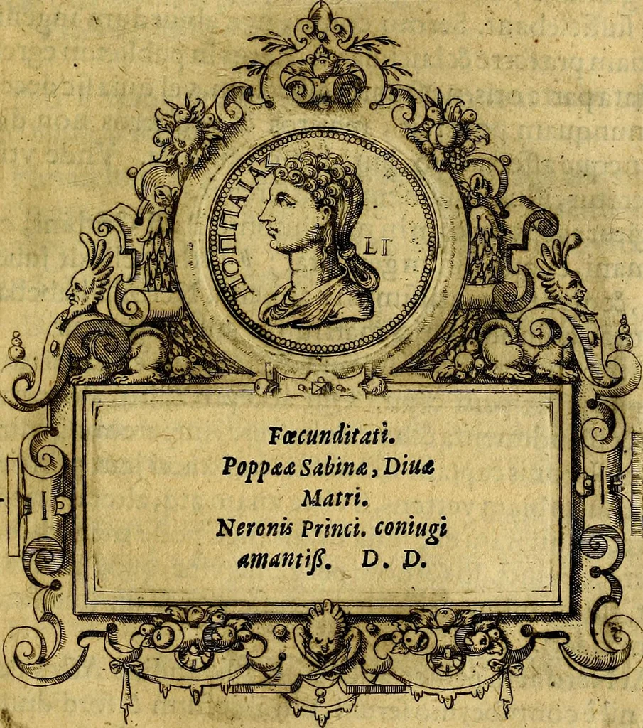 An illustration from XII primorvm Caesarvm et LXIIII. Ipsorvm vxorvm et parentum ex antiquis numismatibus, in aere incisae, effigies: atque eorundem earundemque vitae & res gestae, ex varijs authoribus, 1597, leaf 142