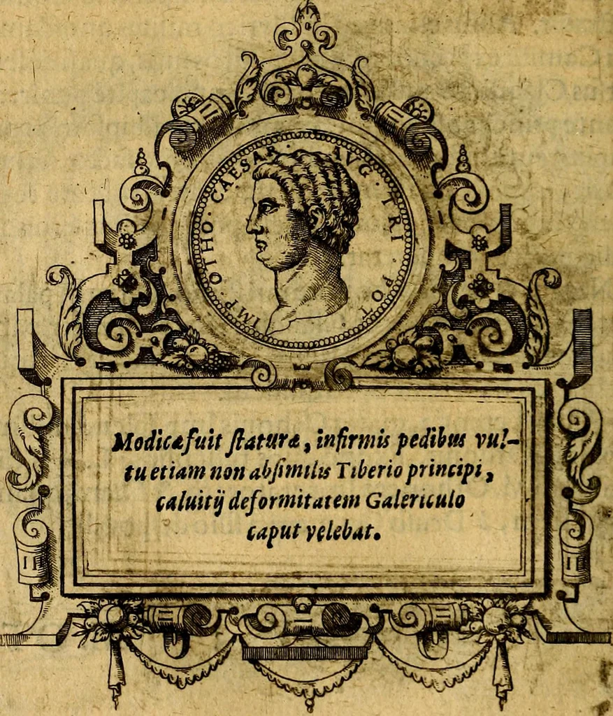 An illustration from XII primorvm Caesarvm et LXIIII. Ipsorvm vxorvm et parentum ex antiquis numismatibus, in aere incisae, effigies: atque eorundem earundemque vitae & res gestae, ex varijs authoribus, 1597, leaf 161