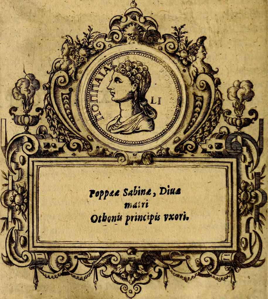 An illustration from XII primorvm Caesarvm et LXIIII. Ipsorvm vxorvm et parentum ex antiquis numismatibus, in aere incisae, effigies: atque eorundem earundemque vitae & res gestae, ex varijs authoribus, 1597, leaf 165