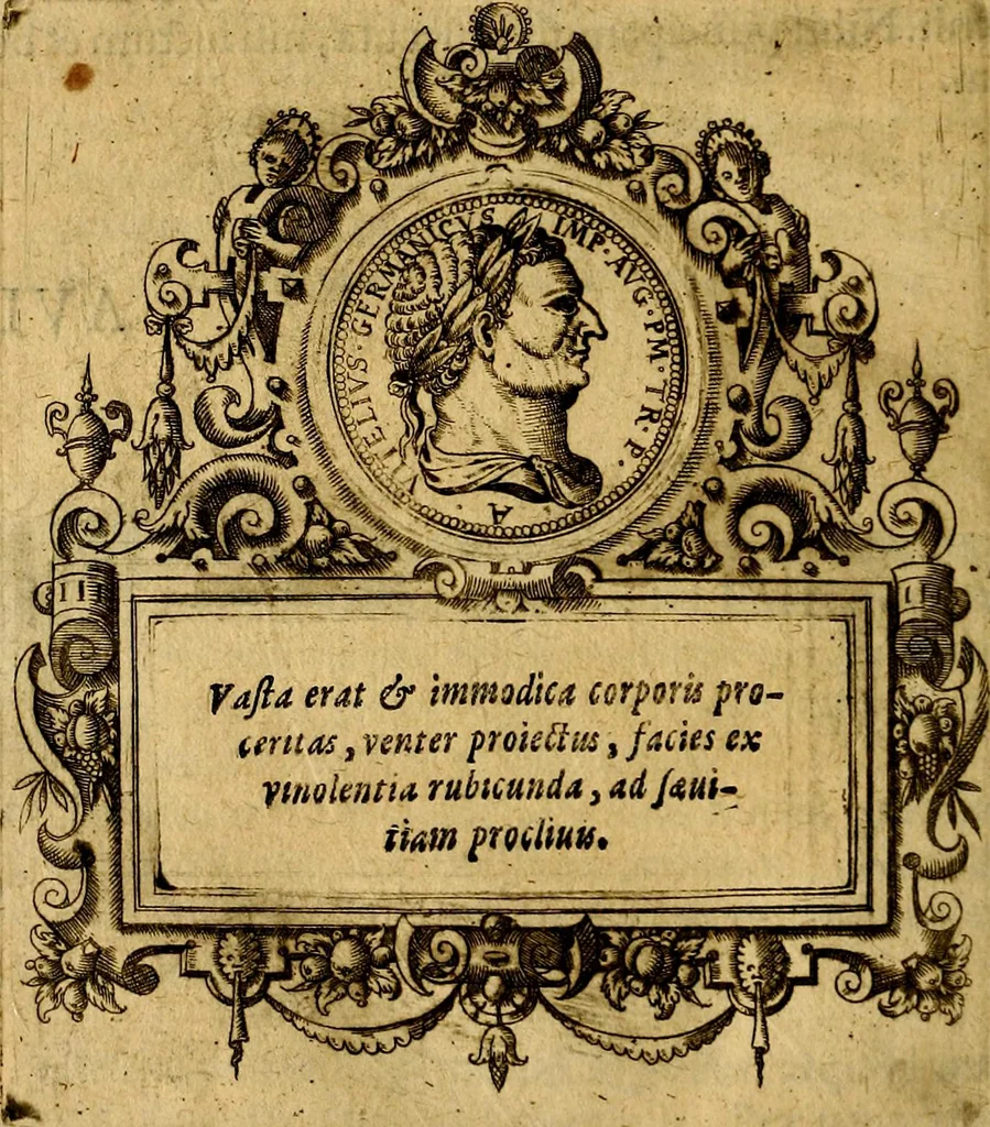 An illustration from XII primorvm Caesarvm et LXIIII. Ipsorvm vxorvm et parentum ex antiquis numismatibus, in aere incisae, effigies: atque eorundem earundemque vitae & res gestae, ex varijs authoribus, 1597, leaf 171