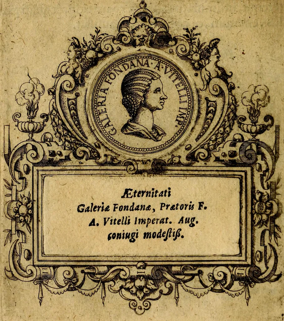 An illustration from XII primorvm Caesarvm et LXIIII. Ipsorvm vxorvm et parentum ex antiquis numismatibus, in aere incisae, effigies: atque eorundem earundemque vitae & res gestae, ex varijs authoribus, 1597, leaf 177