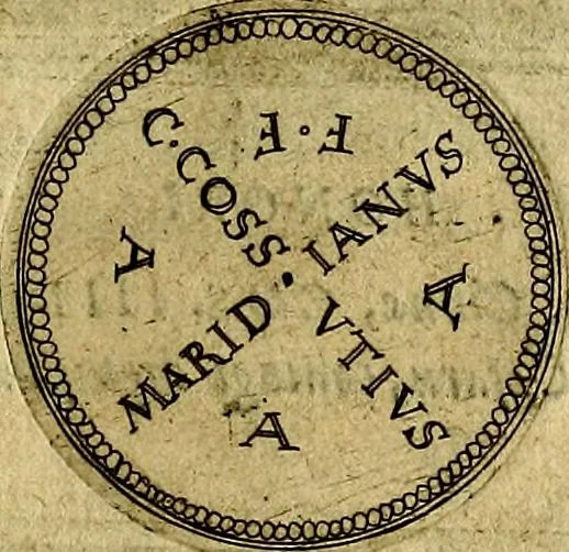 An illustration from XII primorvm Caesarvm et LXIIII. Ipsorvm vxorvm et parentum ex antiquis numismatibus, in aere incisae, effigies: atque eorundem earundemque vitae & res gestae, ex varijs authoribus, 1597, leaf 22