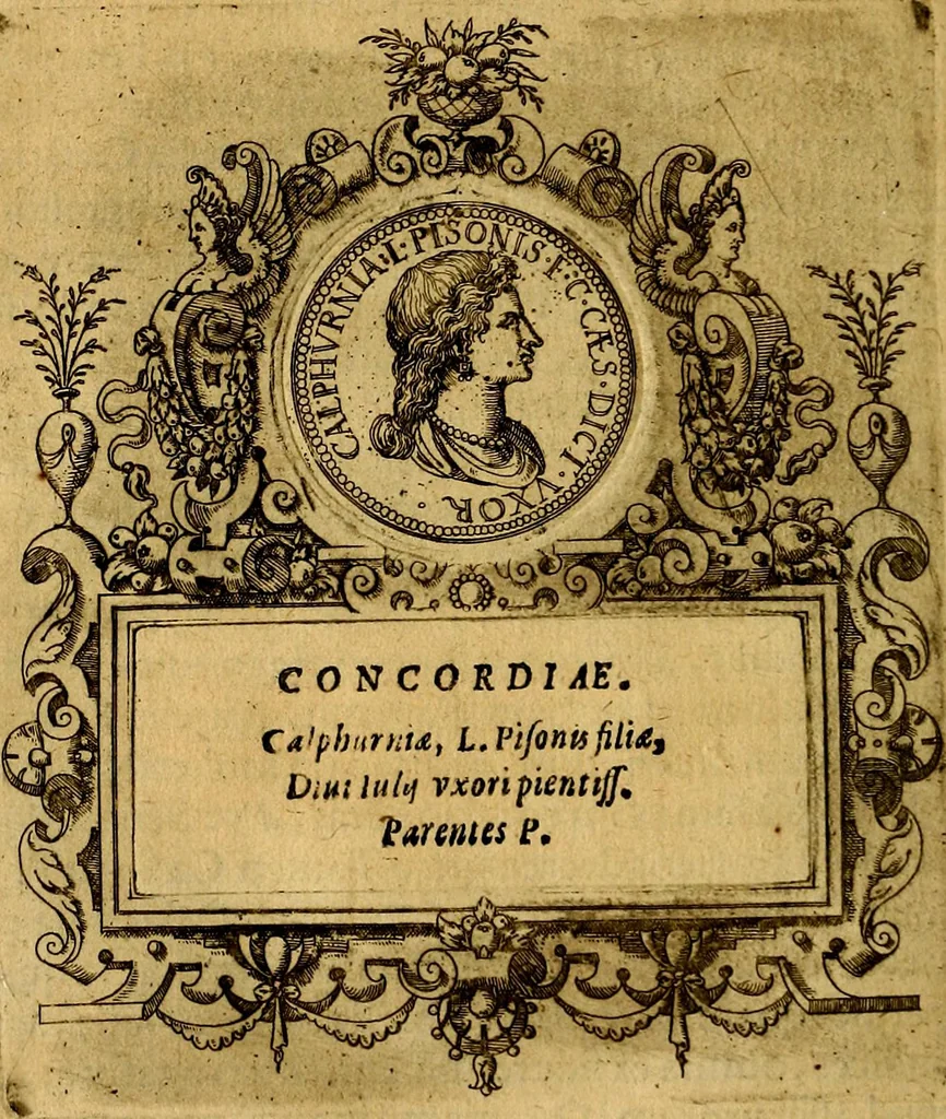 An illustration from XII primorvm Caesarvm et LXIIII. Ipsorvm vxorvm et parentum ex antiquis numismatibus, in aere incisae, effigies: atque eorundem earundemque vitae & res gestae, ex varijs authoribus, 1597, leaf 29