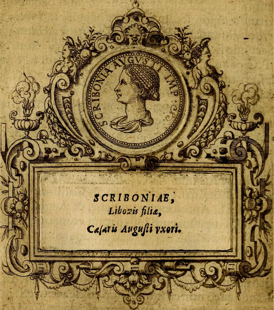 An illustration from XII primorvm Caesarvm et LXIIII. Ipsorvm vxorvm et parentum ex antiquis numismatibus, in aere incisae, effigies: atque eorundem earundemque vitae & res gestae, ex varijs authoribus, 1597, leaf 47