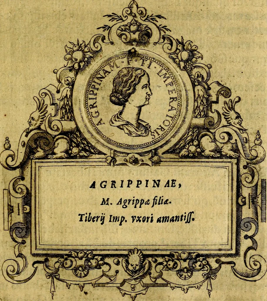 An illustration from XII primorvm Caesarvm et LXIIII. Ipsorvm vxorvm et parentum ex antiquis numismatibus, in aere incisae, effigies: atque eorundem earundemque vitae & res gestae, ex varijs authoribus, 1597, leaf 66