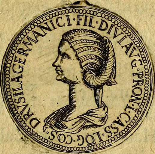 An illustration from XII primorvm Caesarvm et LXIIII. Ipsorvm vxorvm et parentum ex antiquis numismatibus, in aere incisae, effigies: atque eorundem earundemque vitae & res gestae, ex varijs authoribus, 1597, leaf 86