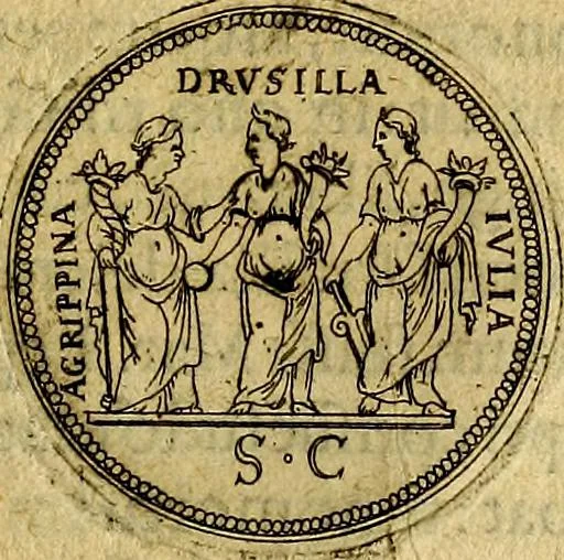 An illustration from XII primorvm Caesarvm et LXIIII. Ipsorvm vxorvm et parentum ex antiquis numismatibus, in aere incisae, effigies: atque eorundem earundemque vitae & res gestae, ex varijs authoribus, 1597, leaf 86