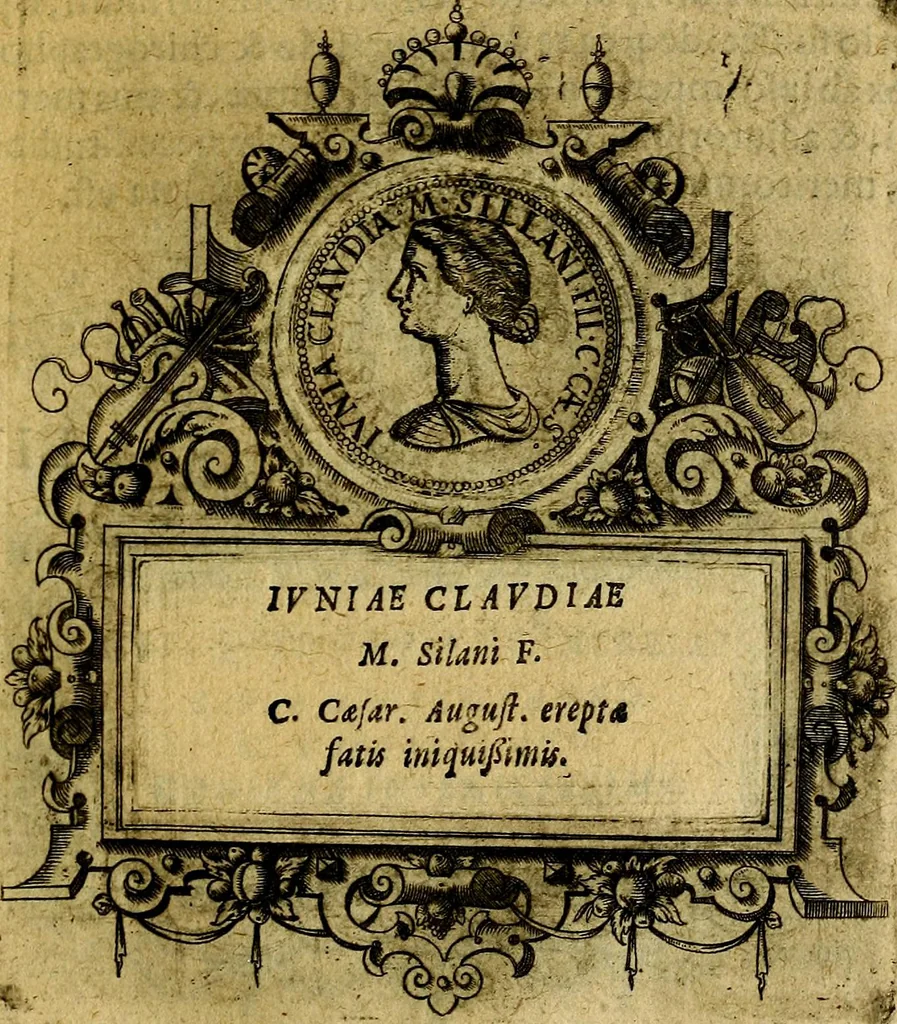 An illustration from XII primorvm Caesarvm et LXIIII. Ipsorvm vxorvm et parentum ex antiquis numismatibus, in aere incisae, effigies: atque eorundem earundemque vitae & res gestae, ex varijs authoribus, 1597, leaf 94