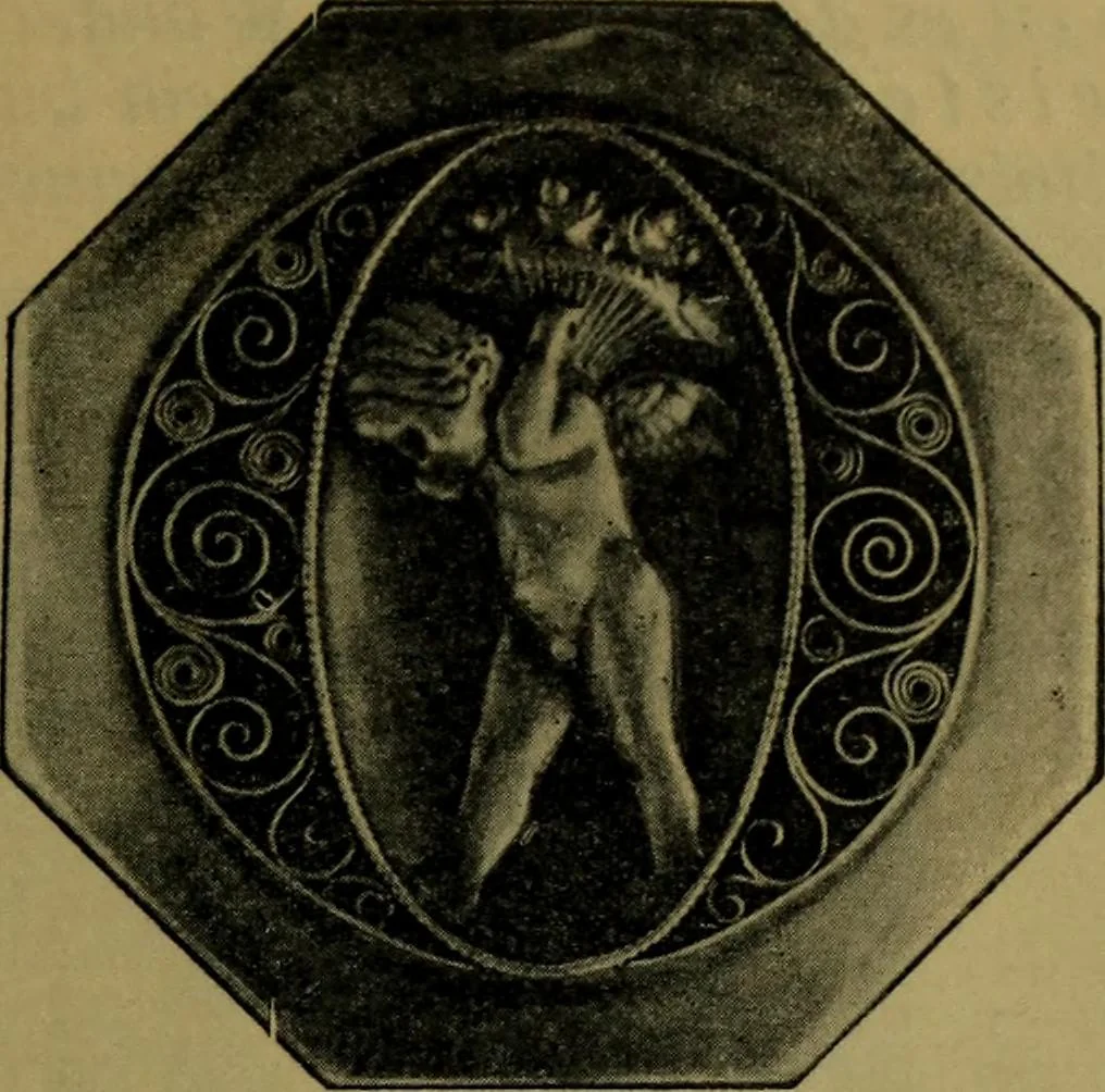 An illustration from XIV [i.e. Vierzehnter] Verbandstag Verband deutscher Juweliere, Gold- & Silberschmiede Strassburg, vom 7.-11. August 1914 : verbunden mit einer Ausstellung alter & neuer Goldschmiedearbeiten und Uhren, 1914, leaf 102