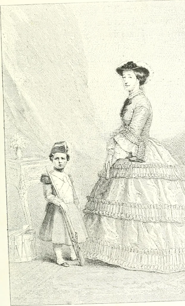 An illustration from XIXe [i.e. Dix-neuvième] siècle (en France); classes - moeurs - usages - costumes - inventions. Ouvrage illustré d'un front. chromotypographique, de 16 planches coloriées aux patrons, de 36 entetes et lettres ornées et de 487 gravures (dont 24 tirées hors texte) d'après les principaux artistes du siècle, 1893, leaf 118