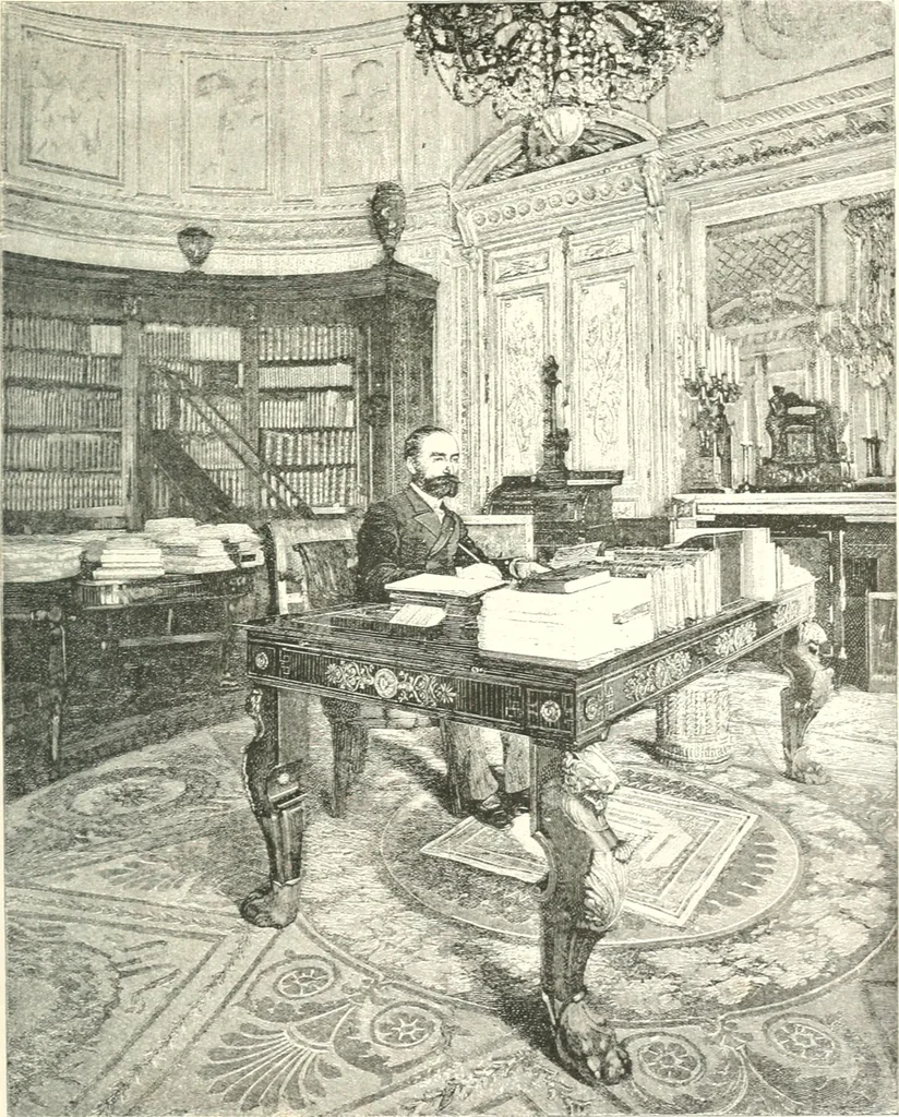 An illustration from XIXe [i.e. Dix-neuvième] siècle (en France); classes - moeurs - usages - costumes - inventions. Ouvrage illustré d'un front. chromotypographique, de 16 planches coloriées aux patrons, de 36 entetes et lettres ornées et de 487 gravures (dont 24 tirées hors texte) d'après les principaux artistes du siècle, 1893, leaf 134