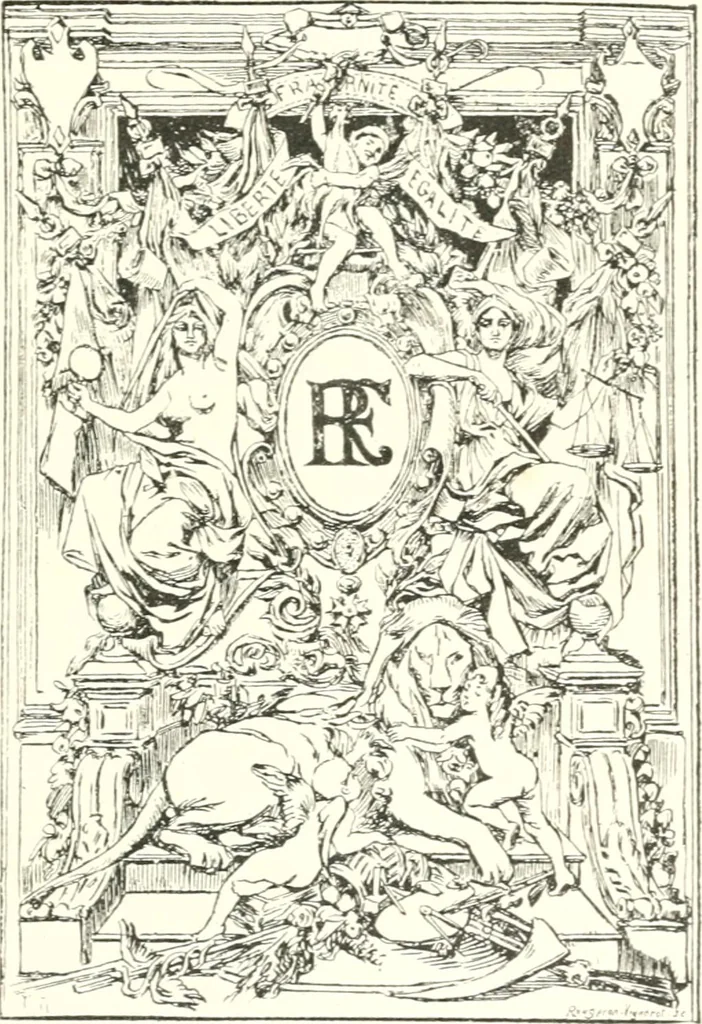An illustration from XIXe [i.e. Dix-neuvième] siècle (en France); classes - moeurs - usages - costumes - inventions. Ouvrage illustré d'un front. chromotypographique, de 16 planches coloriées aux patrons, de 36 entetes et lettres ornées et de 487 gravures (dont 24 tirées hors texte) d'après les principaux artistes du siècle, 1893, leaf 136
