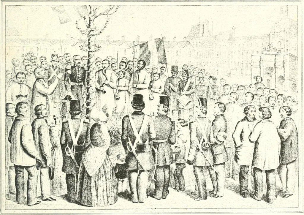 An illustration from XIXe [i.e. Dix-neuvième] siècle (en France); classes - moeurs - usages - costumes - inventions. Ouvrage illustré d'un front. chromotypographique, de 16 planches coloriées aux patrons, de 36 entetes et lettres ornées et de 487 gravures (dont 24 tirées hors texte) d'après les principaux artistes du siècle, 1893, leaf 158