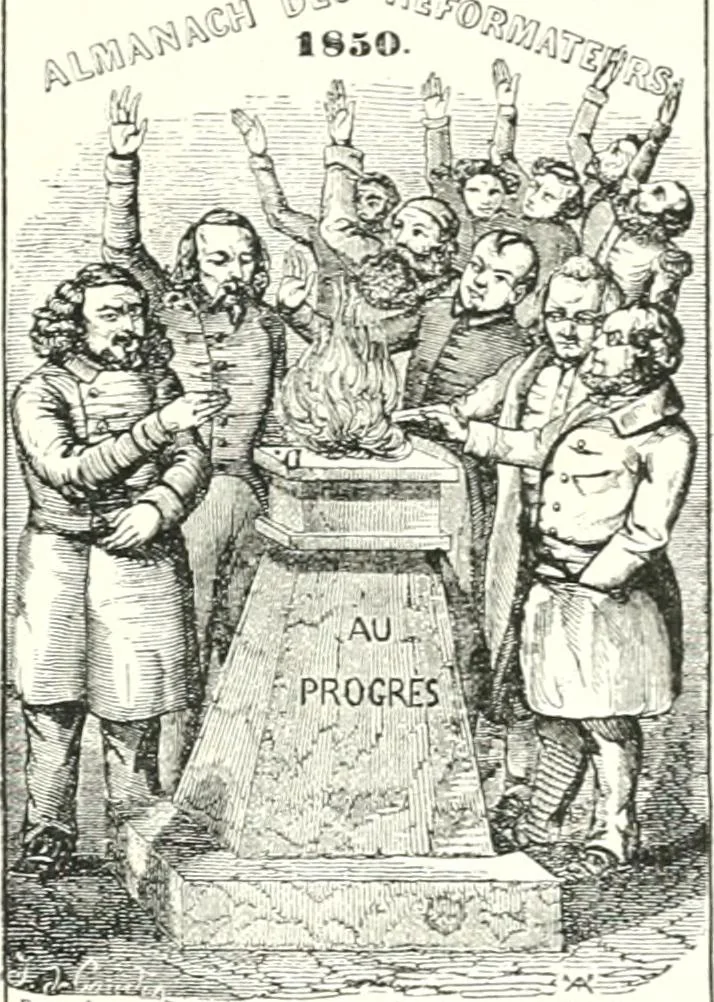 An illustration from XIXe [i.e. Dix-neuvième] siècle (en France); classes - moeurs - usages - costumes - inventions. Ouvrage illustré d'un front. chromotypographique, de 16 planches coloriées aux patrons, de 36 entetes et lettres ornées et de 487 gravures (dont 24 tirées hors texte) d'après les principaux artistes du siècle, 1893, leaf 176
