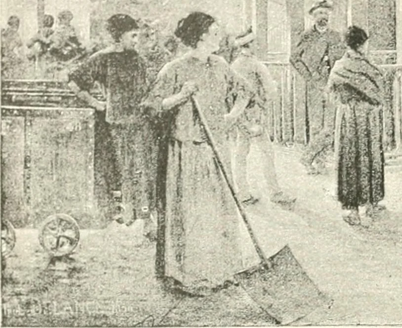 An illustration from XIXe [i.e. Dix-neuvième] siècle (en France); classes - moeurs - usages - costumes - inventions. Ouvrage illustré d'un front. chromotypographique, de 16 planches coloriées aux patrons, de 36 entetes et lettres ornées et de 487 gravures (dont 24 tirées hors texte) d'après les principaux artistes du siècle, 1893, leaf 185