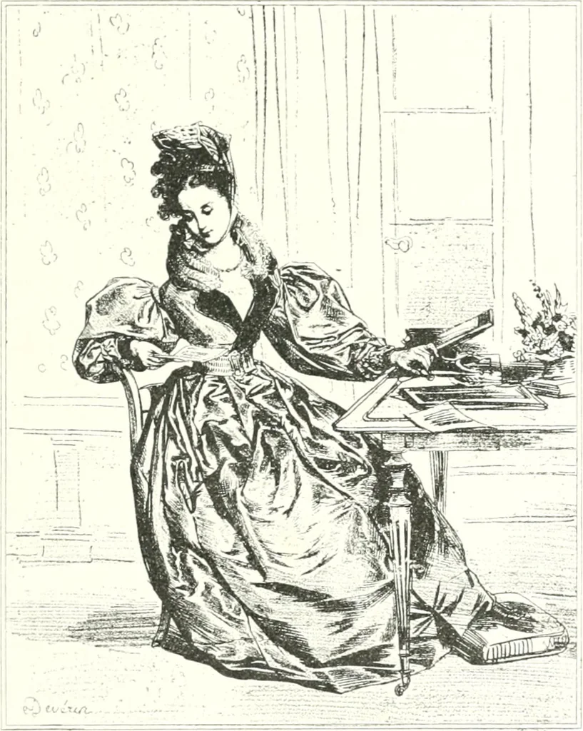 An illustration from XIXe [i.e. Dix-neuvième] siècle (en France); classes - moeurs - usages - costumes - inventions. Ouvrage illustré d'un front. chromotypographique, de 16 planches coloriées aux patrons, de 36 entetes et lettres ornées et de 487 gravures (dont 24 tirées hors texte) d'après les principaux artistes du siècle, 1893, leaf 200