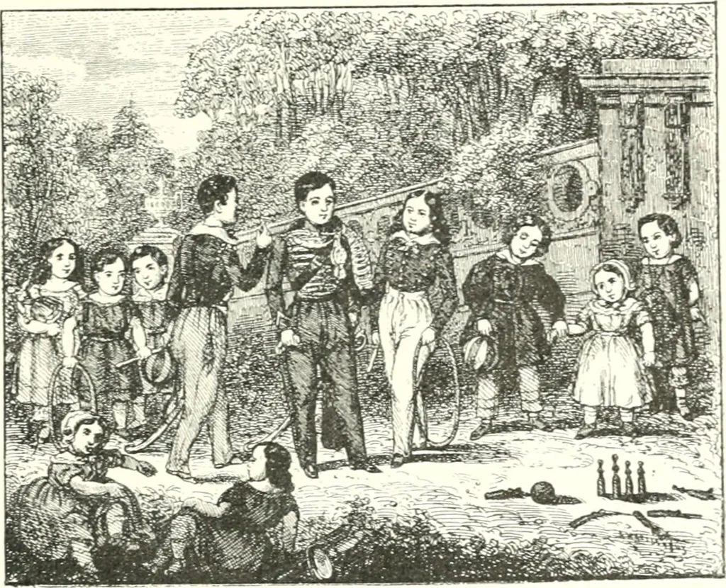 An illustration from XIXe [i.e. Dix-neuvième] siècle (en France); classes - moeurs - usages - costumes - inventions. Ouvrage illustré d'un front. chromotypographique, de 16 planches coloriées aux patrons, de 36 entetes et lettres ornées et de 487 gravures (dont 24 tirées hors texte) d'après les principaux artistes du siècle, 1893, leaf 240