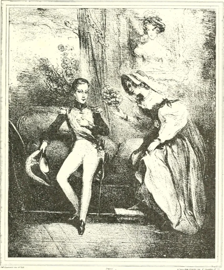 An illustration from XIXe [i.e. Dix-neuvième] siècle (en France); classes - moeurs - usages - costumes - inventions. Ouvrage illustré d'un front. chromotypographique, de 16 planches coloriées aux patrons, de 36 entetes et lettres ornées et de 487 gravures (dont 24 tirées hors texte) d'après les principaux artistes du siècle, 1893, leaf 252