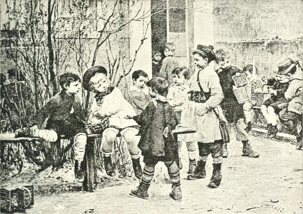An illustration from XIXe [i.e. Dix-neuvième] siècle (en France); classes - moeurs - usages - costumes - inventions. Ouvrage illustré d'un front. chromotypographique, de 16 planches coloriées aux patrons, de 36 entetes et lettres ornées et de 487 gravures (dont 24 tirées hors texte) d'après les principaux artistes du siècle, 1893, leaf 260