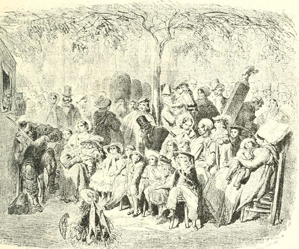 An illustration from XIXe [i.e. Dix-neuvième] siècle (en France); classes - moeurs - usages - costumes - inventions. Ouvrage illustré d'un front. chromotypographique, de 16 planches coloriées aux patrons, de 36 entetes et lettres ornées et de 487 gravures (dont 24 tirées hors texte) d'après les principaux artistes du siècle, 1893, leaf 262