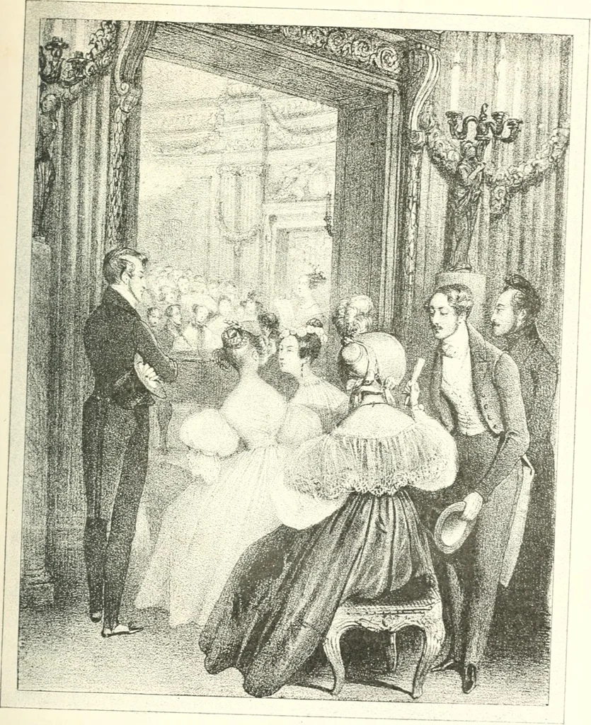 An illustration from XIXe [i.e. Dix-neuvième] siècle (en France); classes - moeurs - usages - costumes - inventions. Ouvrage illustré d'un front. chromotypographique, de 16 planches coloriées aux patrons, de 36 entetes et lettres ornées et de 487 gravures (dont 24 tirées hors texte) d'après les principaux artistes du siècle, 1893, leaf 306