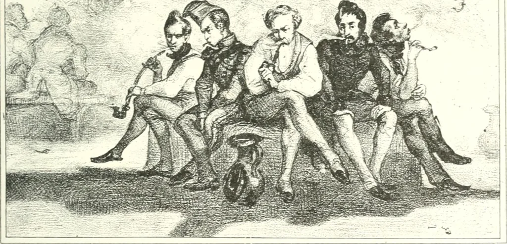 An illustration from XIXe [i.e. Dix-neuvième] siècle (en France); classes - moeurs - usages - costumes - inventions. Ouvrage illustré d'un front. chromotypographique, de 16 planches coloriées aux patrons, de 36 entetes et lettres ornées et de 487 gravures (dont 24 tirées hors texte) d'après les principaux artistes du siècle, 1893, leaf 332