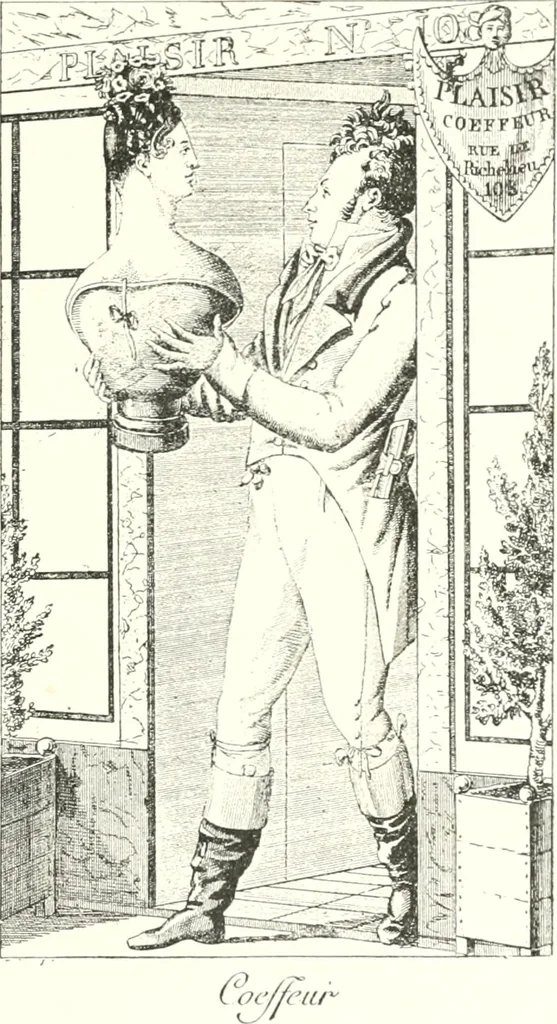 An illustration from XIXe [i.e. Dix-neuvième] siècle (en France); classes - moeurs - usages - costumes - inventions. Ouvrage illustré d'un front. chromotypographique, de 16 planches coloriées aux patrons, de 36 entetes et lettres ornées et de 487 gravures (dont 24 tirées hors texte) d'après les principaux artistes du siècle, 1893, leaf 350