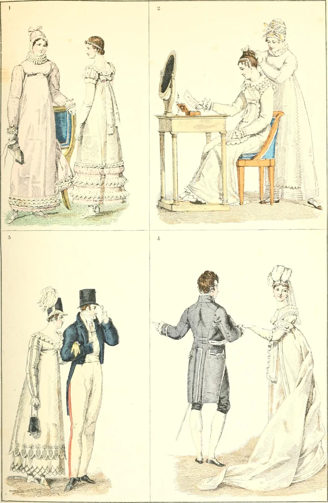 An illustration from XIXe [i.e. Dix-neuvième] siècle (en France); classes - moeurs - usages - costumes - inventions. Ouvrage illustré d'un front. chromotypographique, de 16 planches coloriées aux patrons, de 36 entetes et lettres ornées et de 487 gravures (dont 24 tirées hors texte) d'après les principaux artistes du siècle, 1893, leaf 352